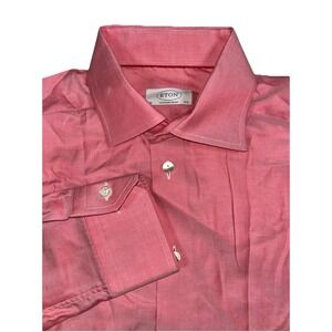 Eton Contemporary Heathered Red Men's 39   15.5 Long‎ Sleeve Button Up